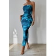 thumbnail image 4 of Vestido PRETTYGARDEN Strapless Maxi Bodycon Floral Azul Talla L, 4 of 6