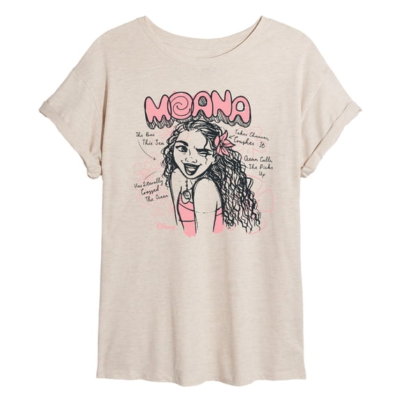Moana - Diary Sketch - Juniors Oversized Graphic T-Shirt