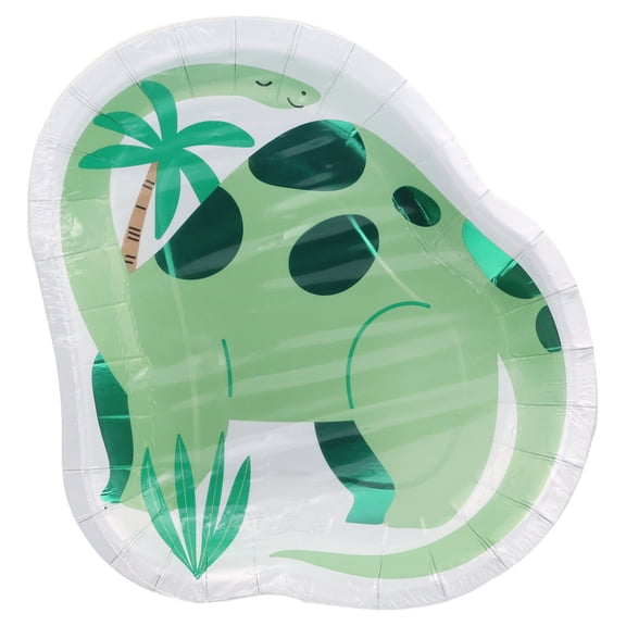 Dinosaur-Shaped Disposable Paper Party Plates, 8.5" x 7", Green, 10 Count, by Way To Celebrate