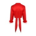 thumbnail image 3 of VISgogo Camisa de mujer, manga 3/4, cuello vuelto, puños esponjosos, blusa con lazo frontal, blusas de fiesta para club VISgogo  moda, 3 of 9