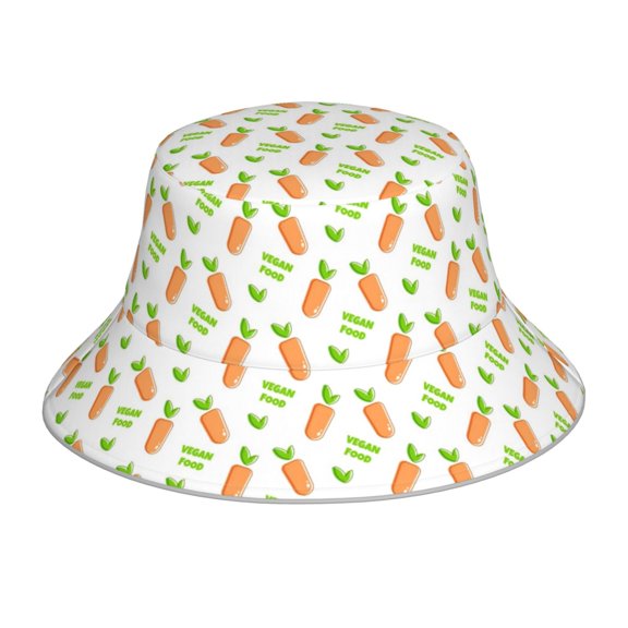 Xecao Vegan Fruit Carrot Print Men and Women Night Reflective Hat Runner Cap Visor Bucket Hat Boonie Cap