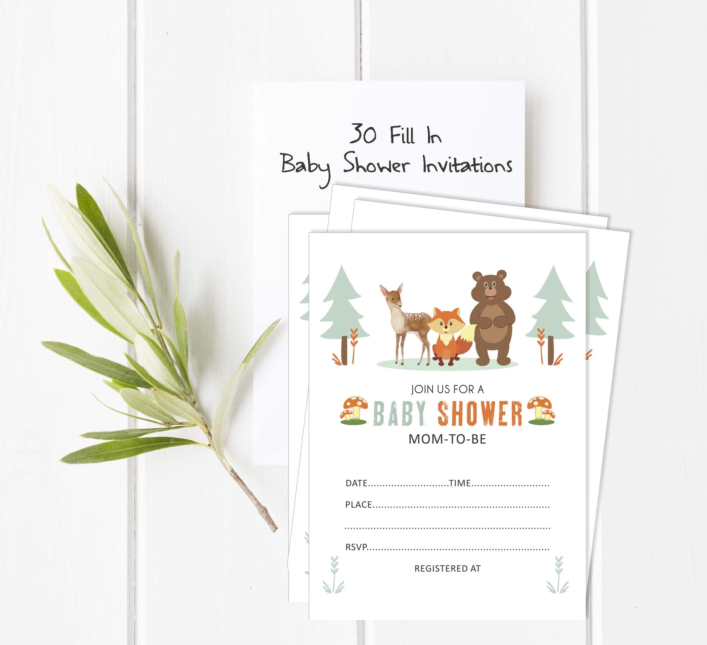 Inkdotpot 30 Fill In StyleBaby Shower Invitation Cards Jungle Animals Gender Neutral Blank Invites