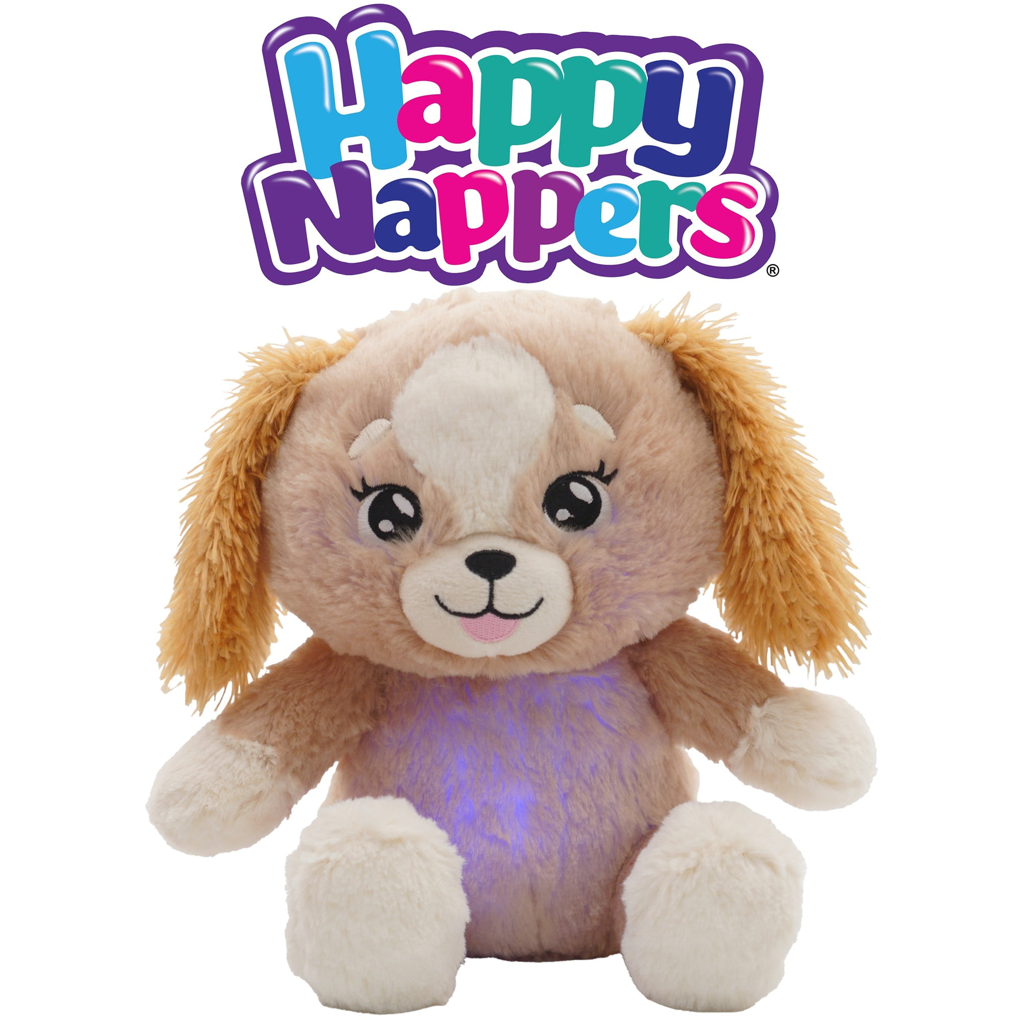 Happy Nappers: Lullabrites Brown Dog - Musical Light Up Bedtime Plush - Plays 3 Lullabies, Soft Stuffed Animal, Day & Night Soothing Toy, Kids