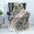 thumbnail image 4 of Vintage Valentine Soft Flannel Fleece Throw Blanket, I Love You Words with Engraved Flowers, Cozy Plush for Indoor and Outdoor Use, 50" x 70", Charcoal Grey Rust, by Ambesonne, 4 of 5