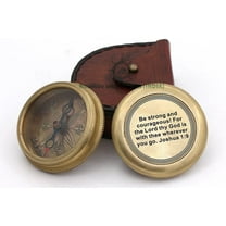 Rii Brand Brass Magnetic Bronze Color Engraved Compass with Leather Case