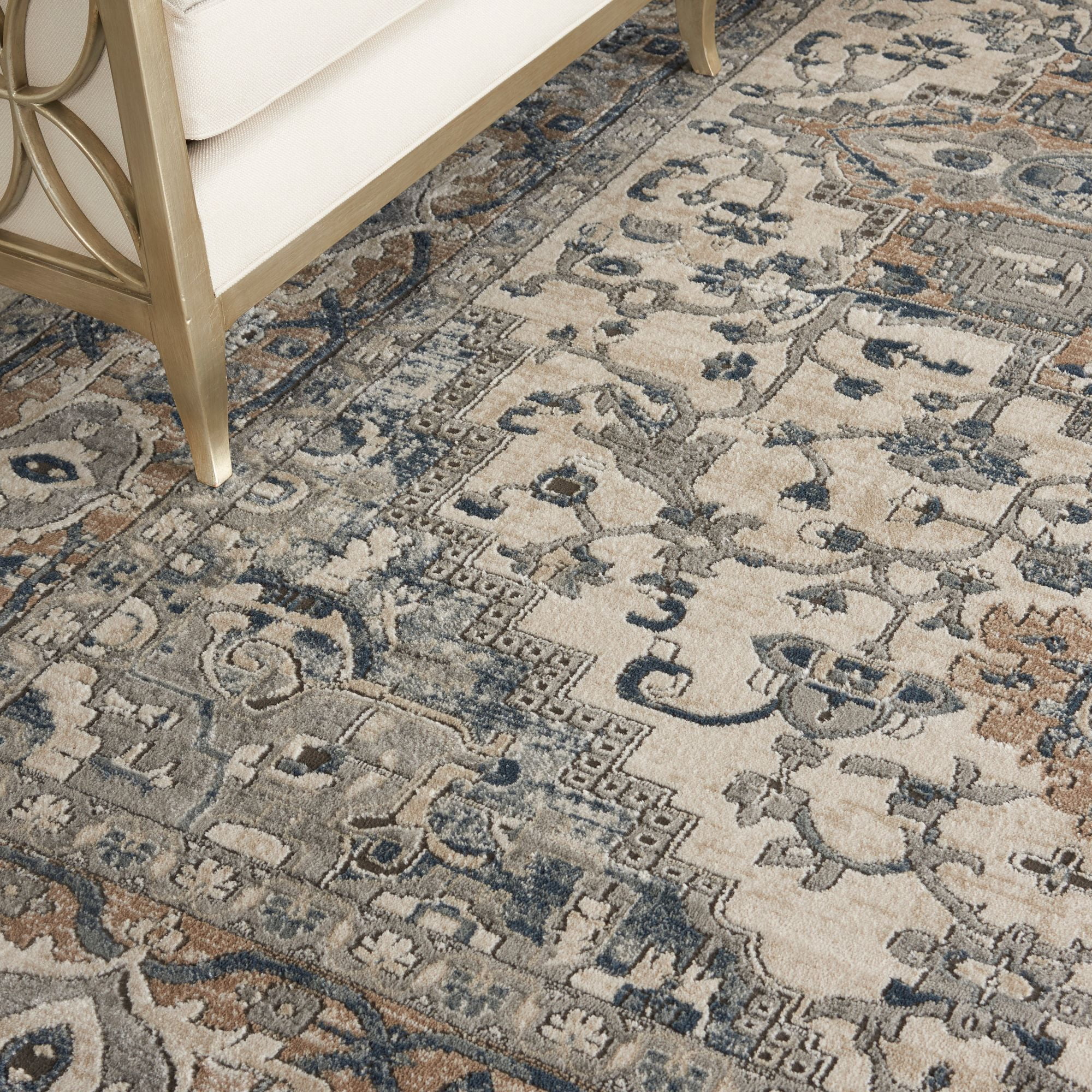 Nourison Concerto Center Medallion Indoor Rug Ivory Grey 6'7" x 9'6"