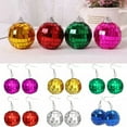 thumbnail image 2 of EOEMY Christmas Glass Crystal Ball Hook Earrings Drop Dangle Women Festival Jewelry-Red, 2 of 9