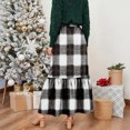 thumbnail image 6 of Wutalume Women's Flowy Plaid Ruffled Long Skirt, High Waist Elastic Waistband, Vintage Inspired Pleated Skirt for Fall and Winter,Dark Gray S, 6 of 6