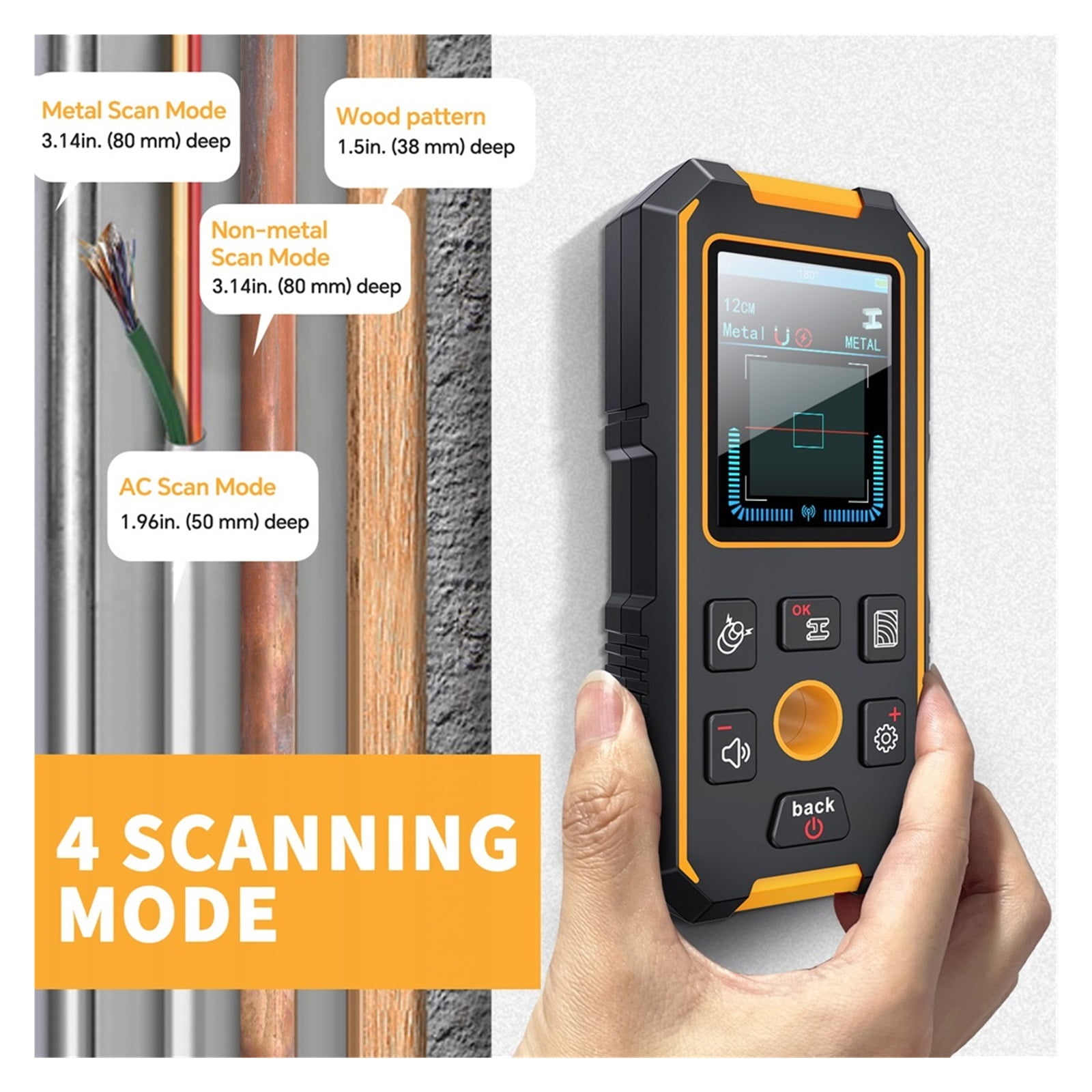 Metal Detector Digital Wall Scanner Laser Rangefinder LCD Display Wall Detector Stud Finder ,Accurate Readings