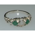 thumbnail image 6 of LBG British Made 925 Sterling Silver Natural Opal & Emerald Womens Trilogy Ring - 33 size options - Sizes 4 to 12 Available, 6 of 7