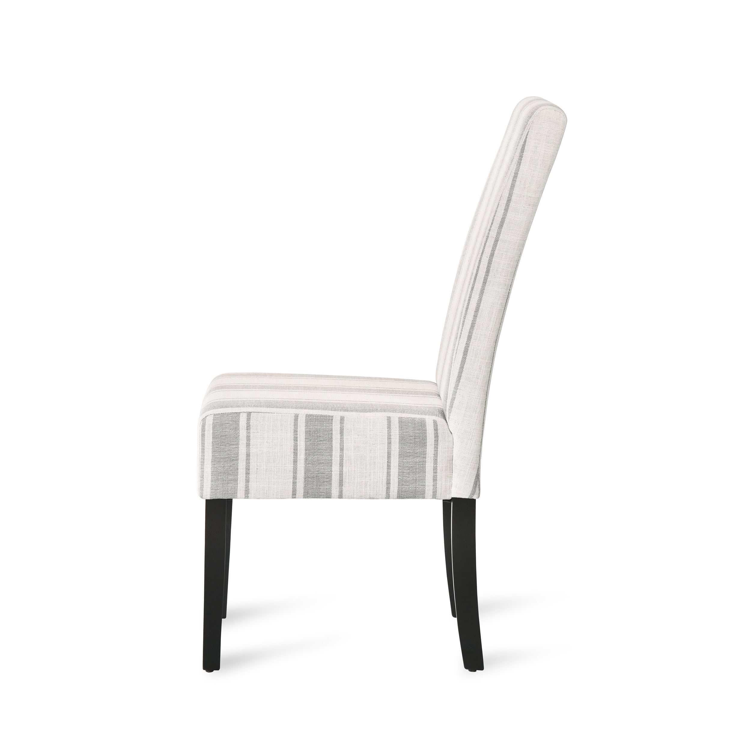 Noble House Asher Fabric Dining Chairs, Set of 2, Gray, Light Beige, Espresso