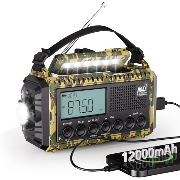 Radio de emergencia Mesqool, 1200 mAh, meteorología, AM FM SW, NOAA