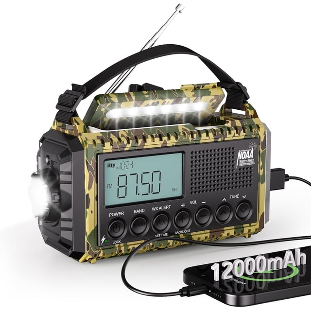 Radio de emergencia Mesqool, 1200 mAh, meteorología, AM FM SW, NOAA