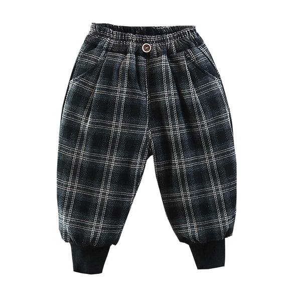 RUTAYY Toddler Boys Girls Plaid Plush Pants Winter Warm Long Pants Sweatpants Trousers Cozy Pants