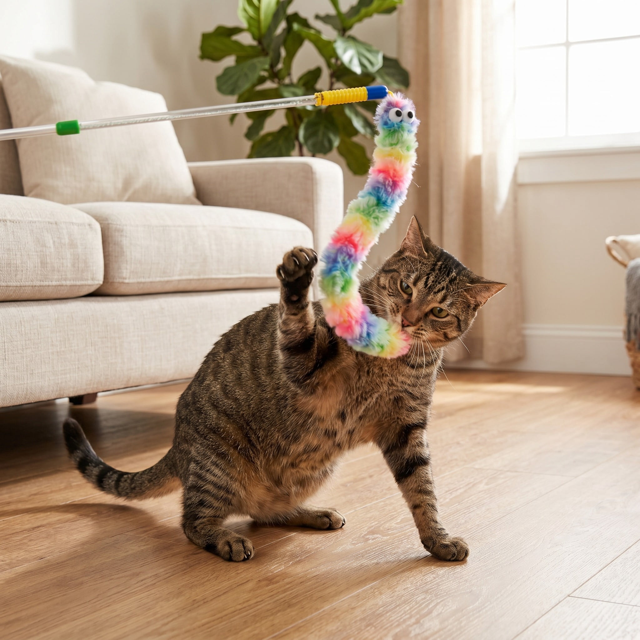 Vibrant Life Catnip Rainbow Wand Teaser Cat Toy, 23"