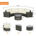 thumbnail image 4 of 7-Piece Outdoor Patio Furniture Half-Moon Sectional Round Patio Furniture Set Sofa with Tempered Glass Round Coffee Table (Beige), 4 of 10