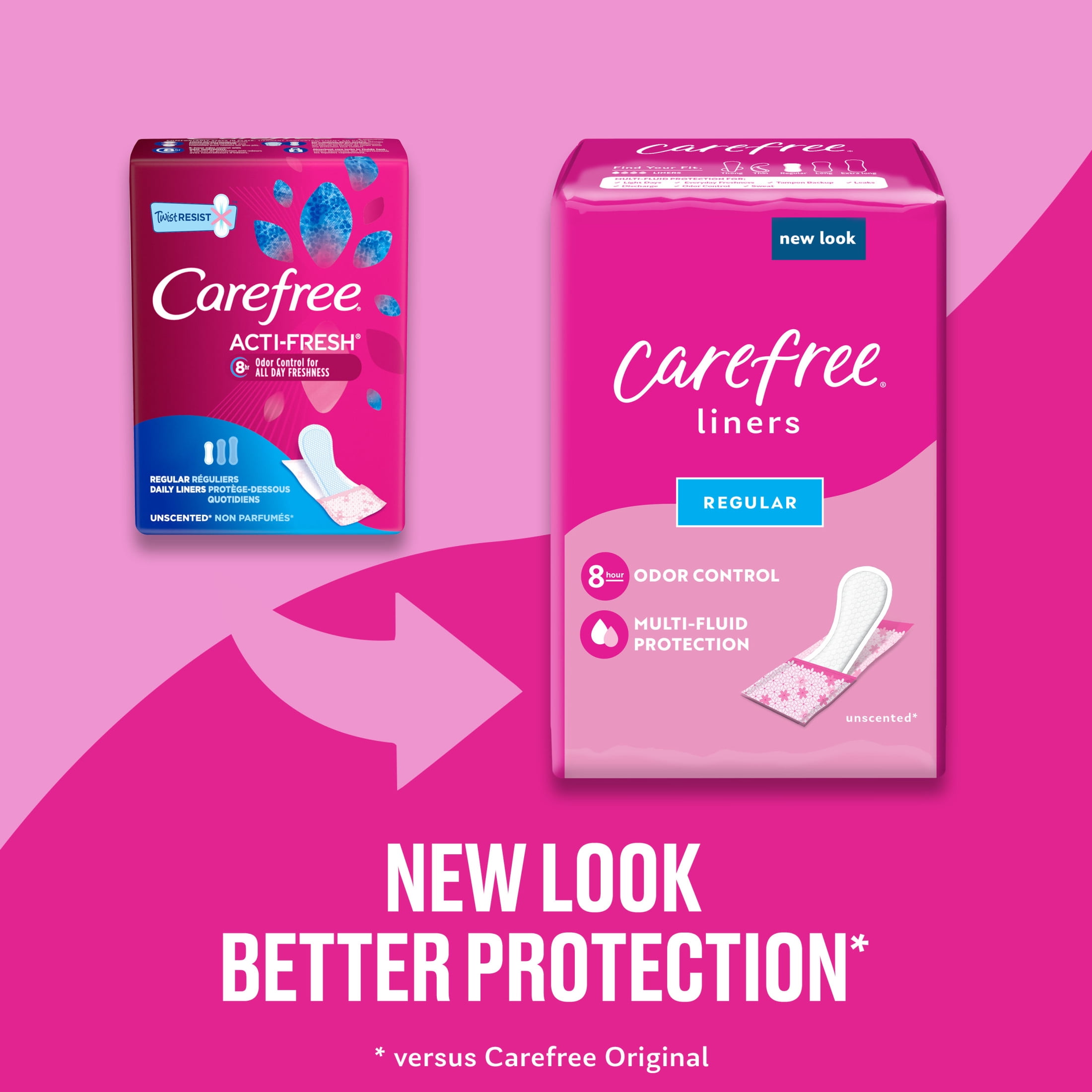 Carefree 210005200 Acti-Fresh Body Shape Regular to Go Unscented Pantiliners