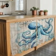 thumbnail image 6 of Teal Octopus Coastal Tier Curtains 24 Inch Length, Vintage Summer Beach Nautical Cafe Short Curtains for Bathroom Over Sink, Small Kitchen Curtain Light Filtering Tiered Drapes 2 Panels 27.5"Wx24"L, 6 of 8