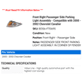 thumbnail image 2 of Front Right Passenger Side Parking Light Assembly - Compatible with 2000 - 2002 Chevy Cavalier 2001, 2 of 2