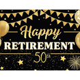 thumbnail image 4 of Golden Balloons Happy Retirement Banner Glitter Fireworks Black Background Celebration Decor for Retirement Party Indoor Event Decoration, 4 of 6