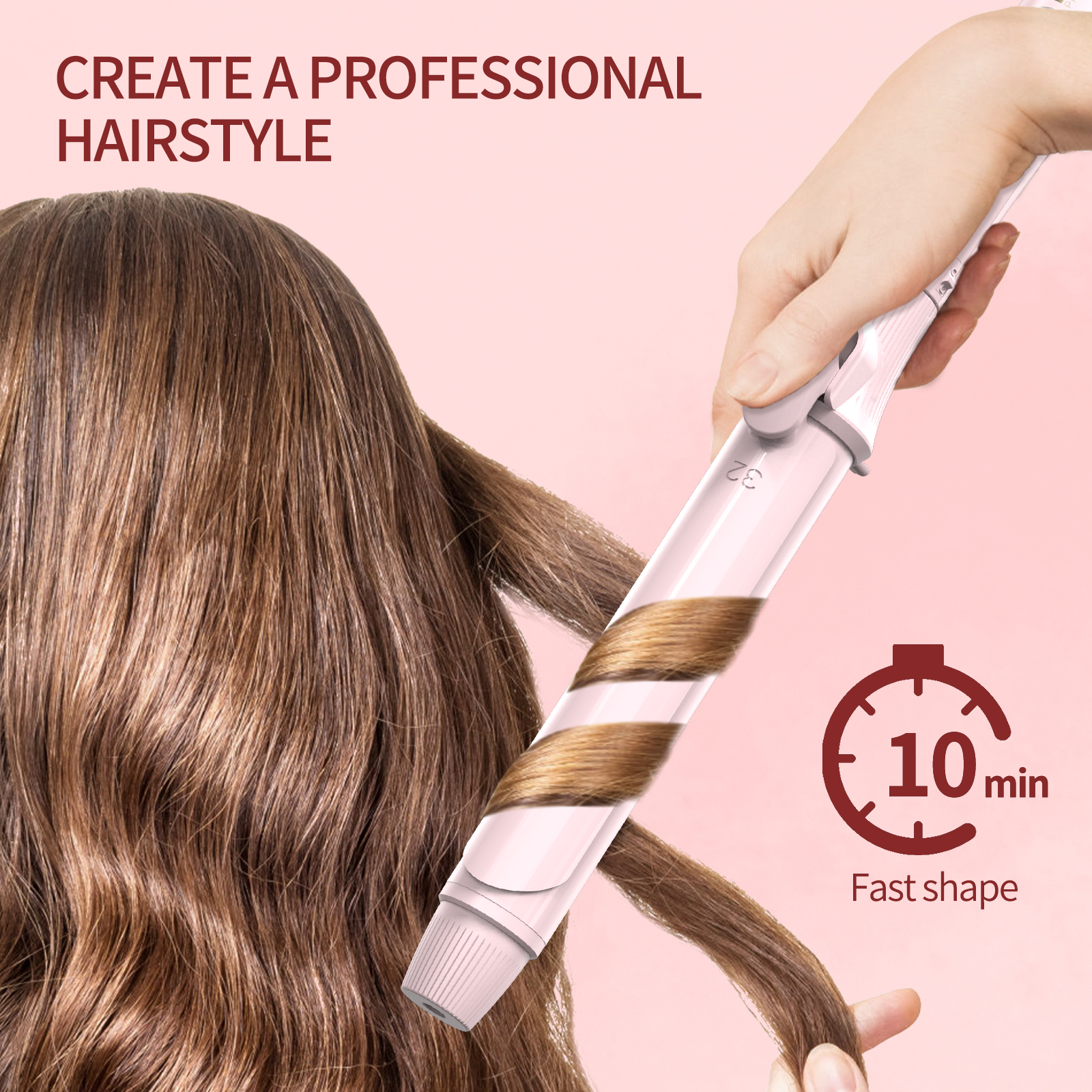 1 1/4 Inch Curling Iron with Clipped Tourmaline Ceramic Barrel Professional Hair Curler up to 450°F Dual Voltage for Traveling 60 Mins Auto Off Suit for Different Hairstyle
