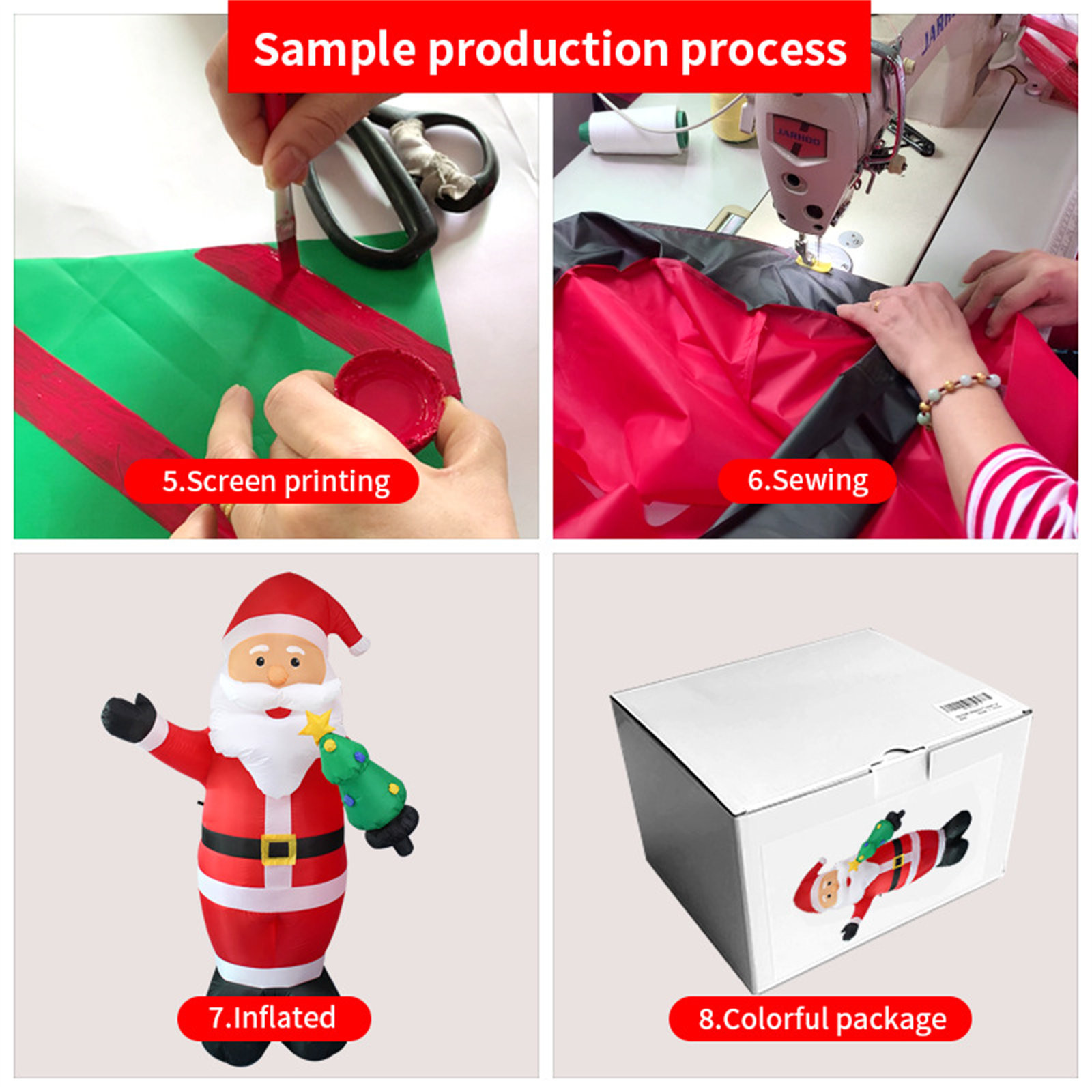 Papá Noel inflable con árbol de Navidad: decoración luminosa para exteriores de 8 pies, luces LED, perfecto para exhibición navideña al aire libre, Papá Noel inflable para patio