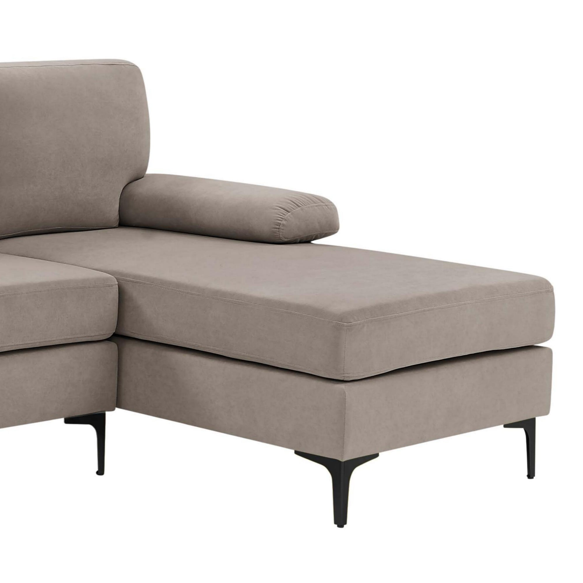 Jopath U-Shaped Sectional Sofa, 4-Seat Convertible Modular Sofa with Double Chaise Lounge,Blend Fabric Upholstered Sofa Couch with Metal Legs for Living Room,Apartment,khaki