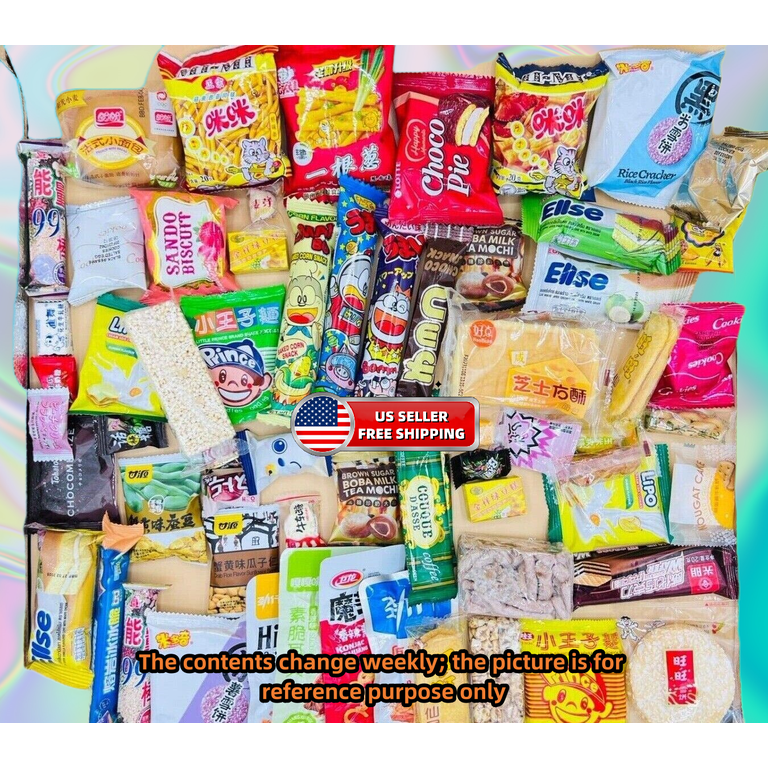 Ocean Lumine Boutique 45 Piece Asian Snack Box, Japanese Korean