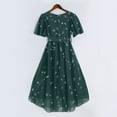 thumbnail image 7 of Qwertyu Boho Dresses for Women 2025 Floral Printed Chiffon Dresses Elegant V Neck Belted Summer Wedding Prom Cocktail Midi Dresses for Women Dark Green 2XL, 7 of 7