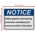 thumbnail image 2 of Weatherproof Horizontal ANSI PPE Multiple Sign (Safety glasses and hearing protection mandatory for everyone while in the plant) 8 in" x 12 in" UV Resistant Indoor Outdoor Plastic Safety Warning SIgn, 2 of 7