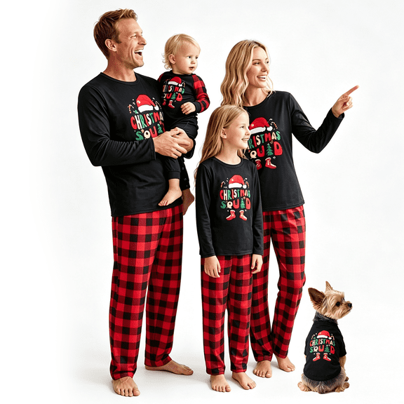 RUINIXCW Family Christmas Pajamas Matching Set Xmas Jammies Holiday Outfit for Couples Women Men PJS Set Santa Hat Letters Print Sleepwear Loungewear