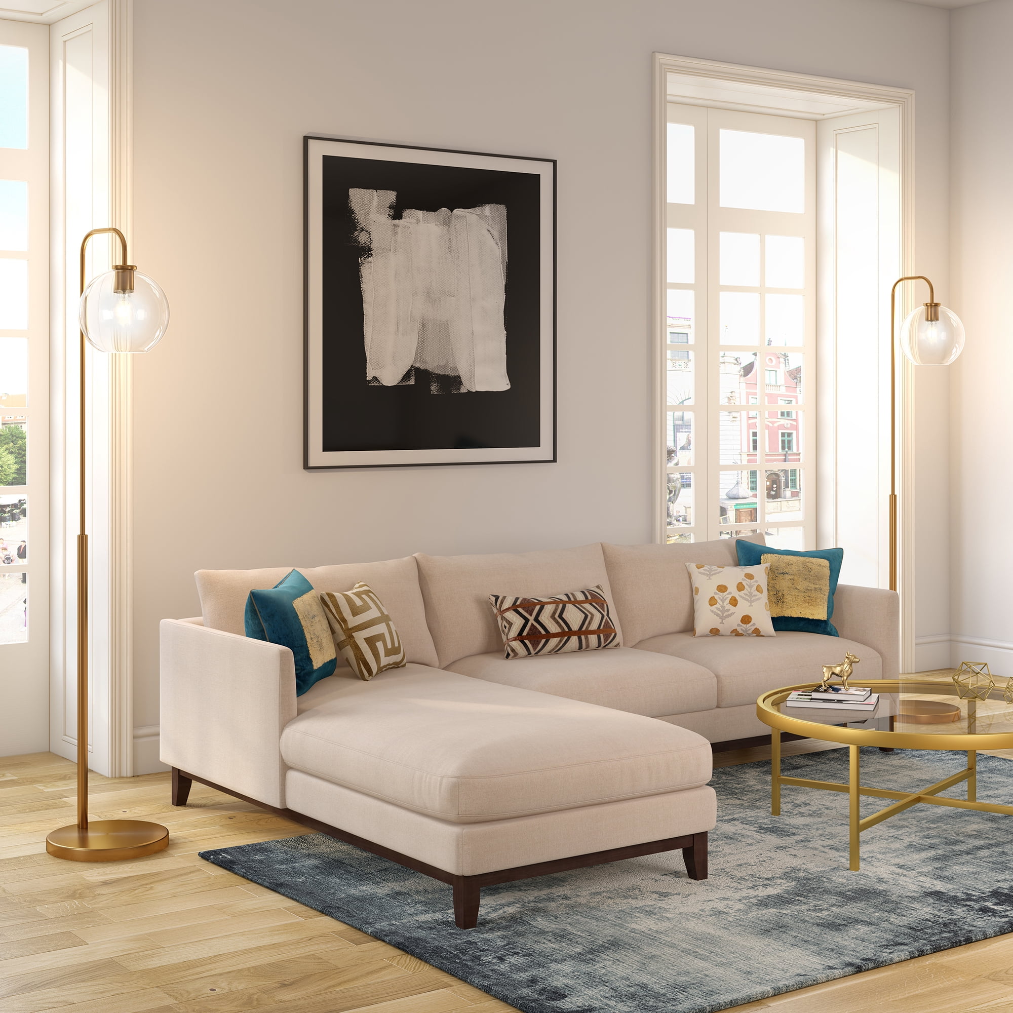 Evelyn&Zoe Modern Metal Arc Floor Lamp with Clear Glass Shade