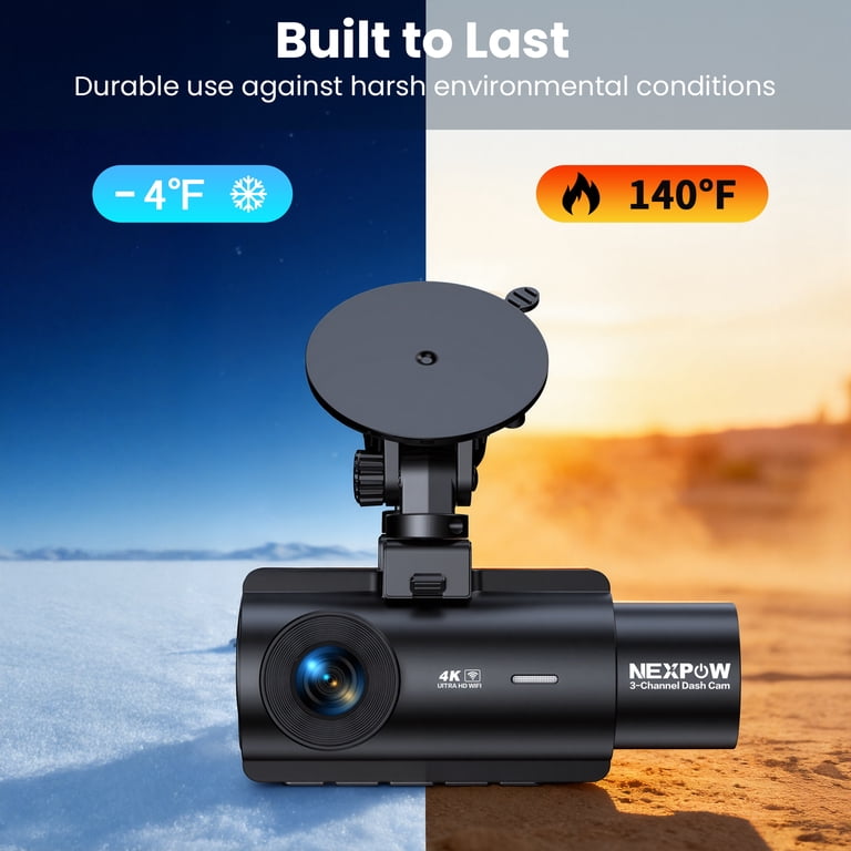 Tigebraver 4K Dash Cam Front & Rear - 3" IPS Screen, WiFi, Night Vision, 64GB Card, 170° Wide Angle, Parking Mode