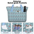 thumbnail image 2 of Tote Bag for Women - Light Blue Christmas Snowman Pattern Shoulder Bag - Large Utility Work Duffle Bag with Zipper Handbag for Travel, Work, Sprots, 2 of 5