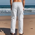 thumbnail image 7 of Men's Casual Cargo Pants Relaxed Fit Elastic Waist Drawstring Side Cargo Pockets Trouser Lightweight Work Pants White S, 7 of 7