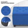 thumbnail image 6 of MoNiBloom Microfiber Storage Ottoman with Wooden Legs, Tufted Upholstered Ottoman Couch Bench Chair Footrest Footstool for Living Room Bedroom, Navy Blue, 6 of 9