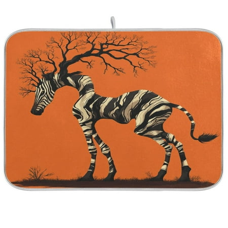 

Dish Drying Mat 18 x 24 Highly Absorbent Microfiber for Dishes Utensils Skinny Zebra