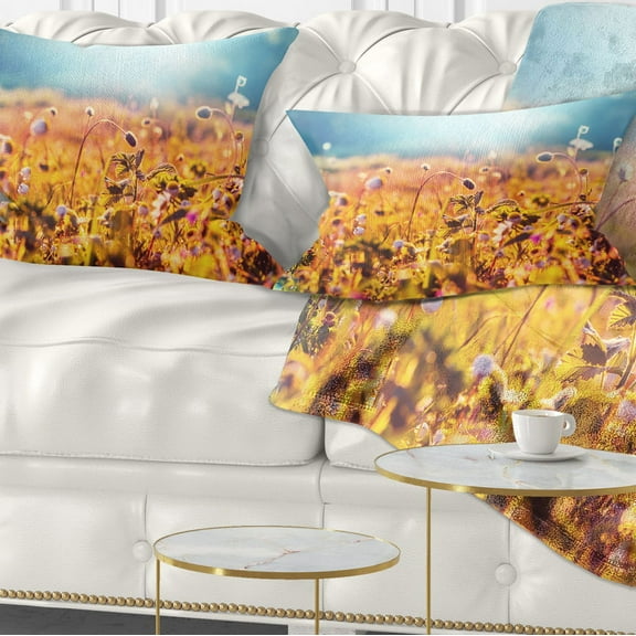 Designart 12" x 20" Yellow Polyester Throw Pillow