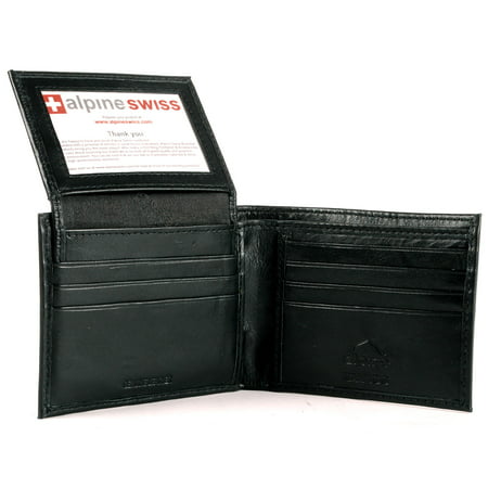 Alpine Swiss Mens Bifold Wallet Flip Out Removable ID Card Case Leather Passcase - www.bagssaleusa.com