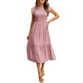 thumbnail image 3 of IDALL Summer Dresses,Petite Dresses Women Summer Casual Midi Maxi Dress Boho Sleeveless Smocked A-Line Long Dress Elegant Dresses,Modest Dresses,Womens Dresses Pink Dress S, 3 of 8
