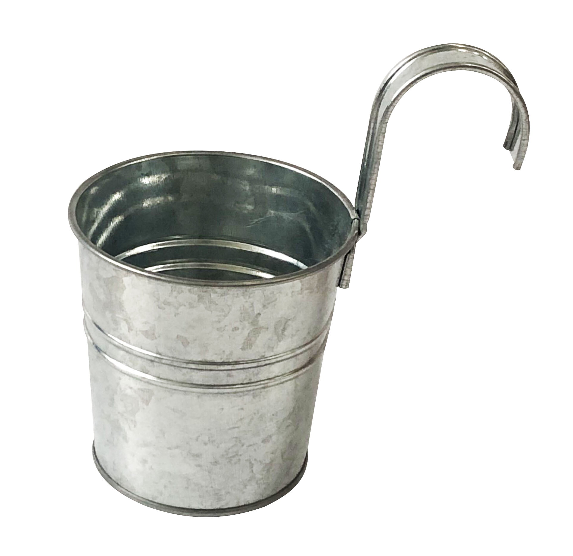 DaHo 12pc Small Metal Railling Hanging Planter, Hanging Flower Plant Pot, Bucket with Hook, Indoor or Outdoor