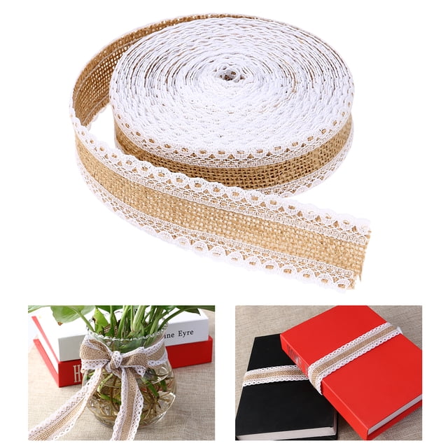 SHISUYAN LEORX 10M Hessian Jute Lace Craft Ribbon for DIY Crafts Home Wedding Decoration