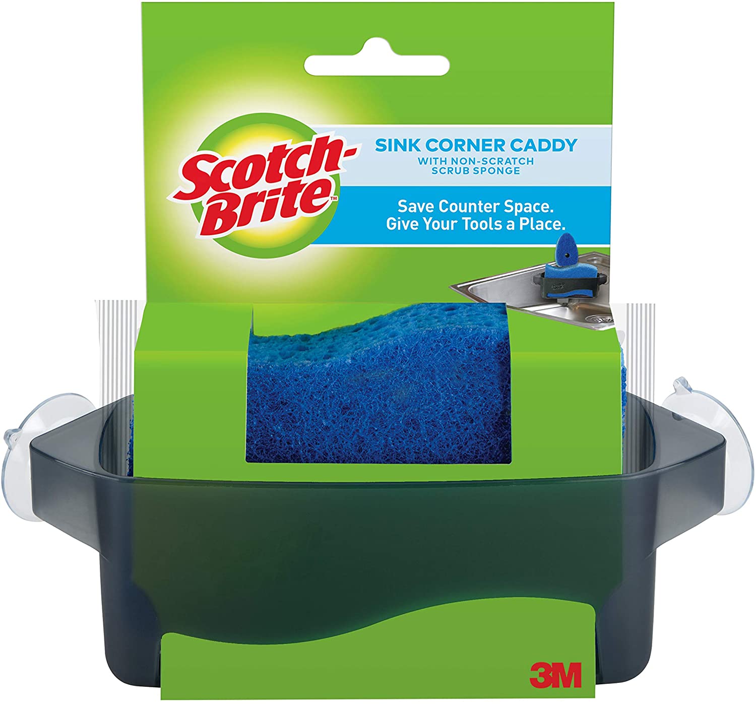 ScotchBrite Corner Sink Caddy with NonScratch Scrub Sponge, Save