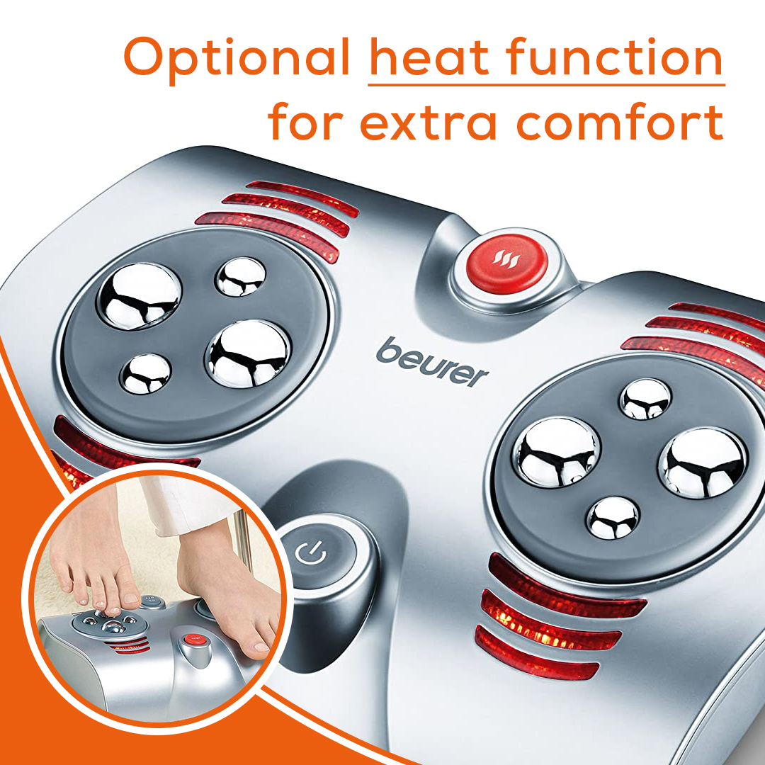 Beurer Shiatsu Foot Massager With 8 Rotating Massage Heads And Optional Heat Function Fm38