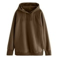 thumbnail image 6 of AKOEE Oversized Cotton Hoodies with Thumb Holes Womens Long Sleeve Plain Hooded Sweatshirts Baggy Pullover Tops (L, Brown), 6 of 7