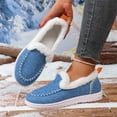 thumbnail image 5 of Dakaela Women's Slip on Loafers Orthopedic Fleece Lined Boat Shoes Arch Support Denim Canvas Casual Walking Flats Blue 9, 5 of 8