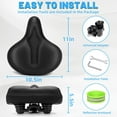 thumbnail image 6 of Oversized Bike Seat for Men & Women, Comfortable Gel Padded, Extra Wide Bicycle Seat Cushion Comfort, Replacement Saddle for Peloton, Stationary Exercise Bike, Mountain Bike, Cruiser, City Bike, 6 of 14