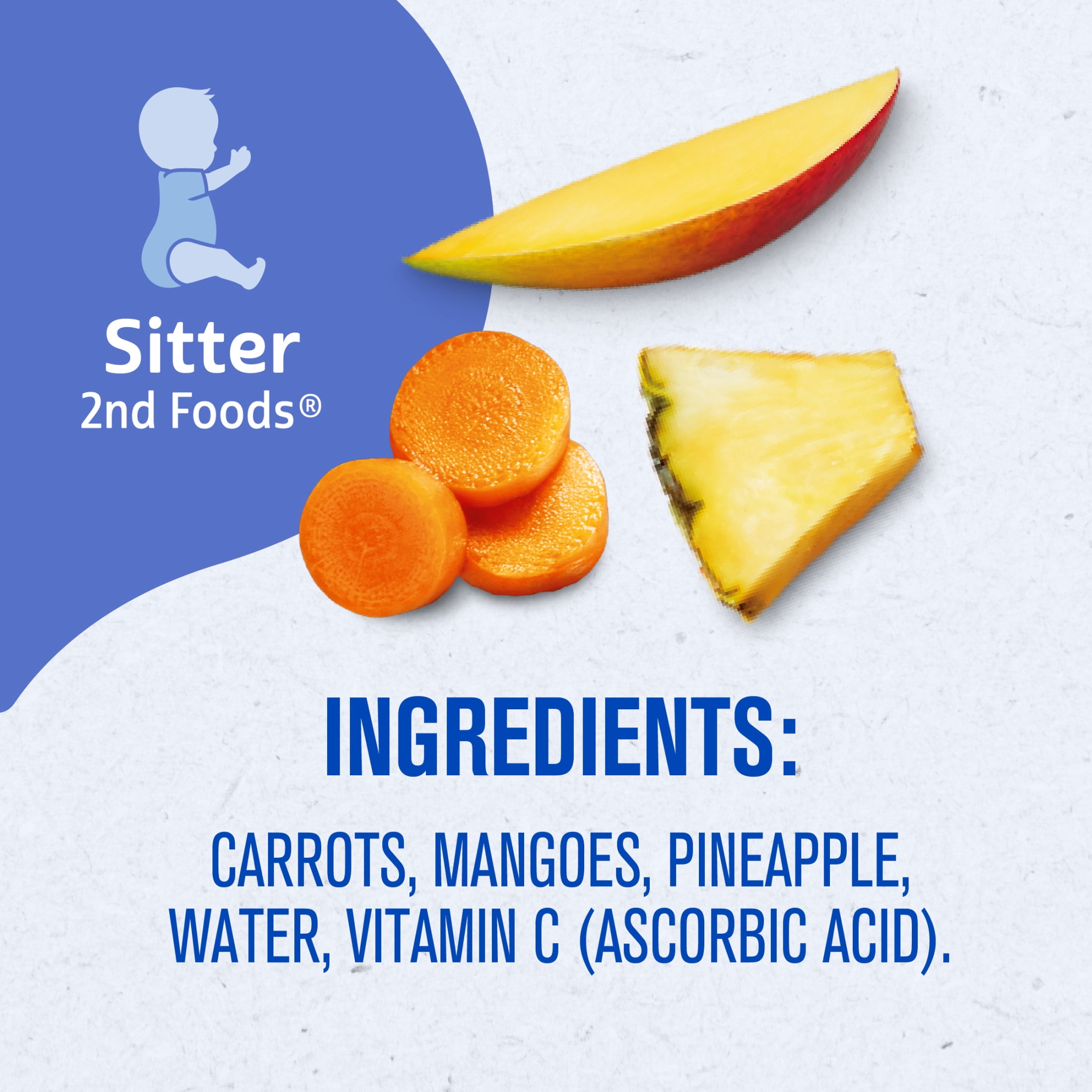 Gerber 2nd Foods, Carrot Mango Pineapple Baby Food, 4 oz Tubs (2 Pack)
