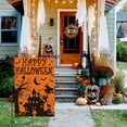 thumbnail image 3 of Happy Halloween Garden Flag 12x18 Inch Double Sided Outside, Haunted House Bat Witch Ghost Yard Outdoor Decorative Flag Orange, 3 of 6