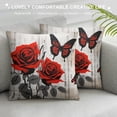 thumbnail image 3 of QZHH Ombre Watercolor Throw Pillow Covers for Girls Women,Blue Grey Oil Painting Pillow Covers,Rustic Rose Butterfly Floral Cushion Cases,Couples Anniversary Square Pillow Cases Office Decor, 3 of 5